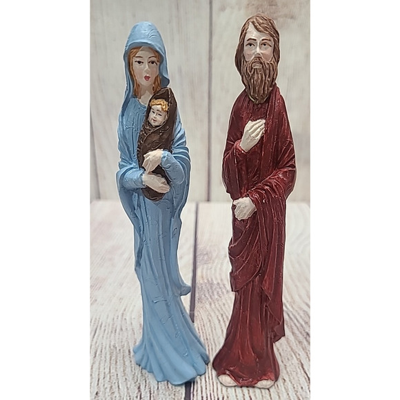 Unbranded Other - Vintage Mary Joseph Baby Jesus Figures Pencil Figurines Nativity Christmas 6"